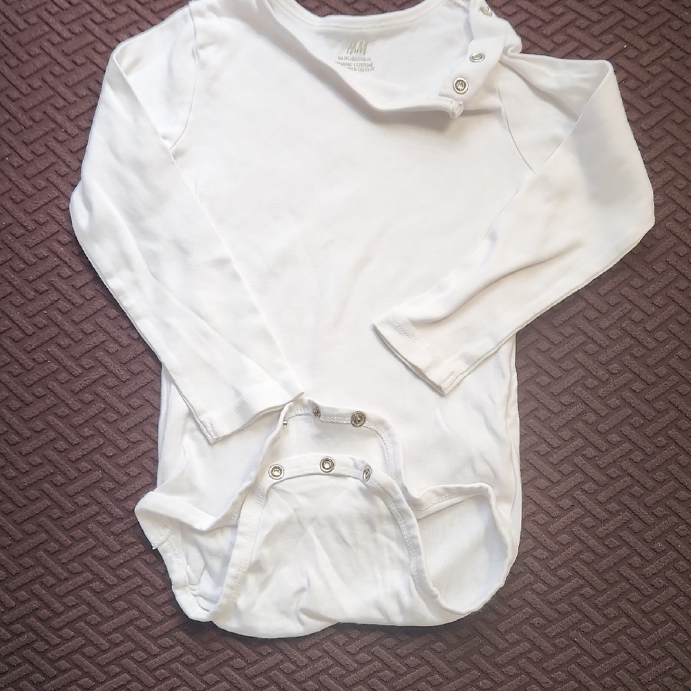 White Long Sleeve Baby Bodysuit